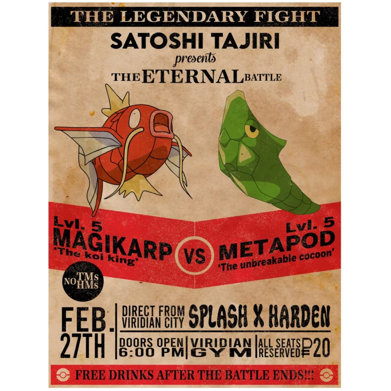 Pokémon Poster - Magikarp VS Metapod